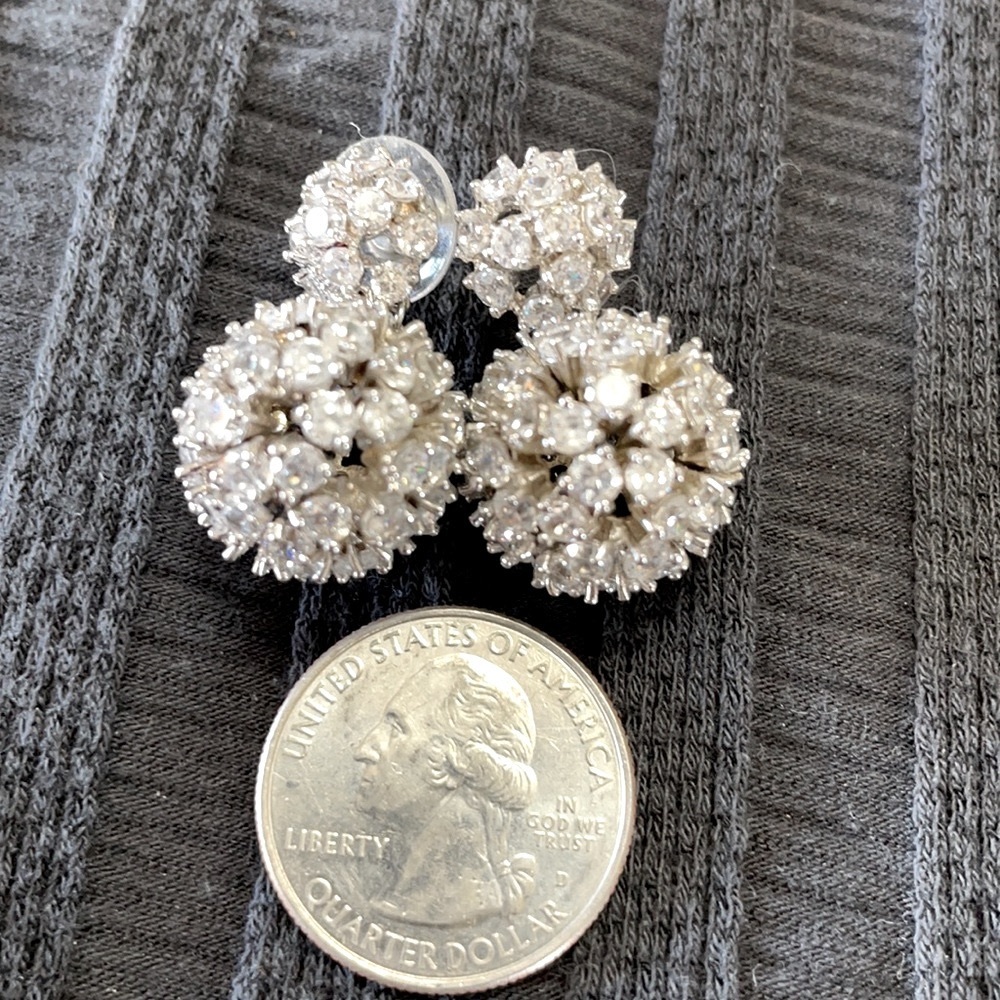Disco ball glam silver and CZ earrings.   So fun in person!